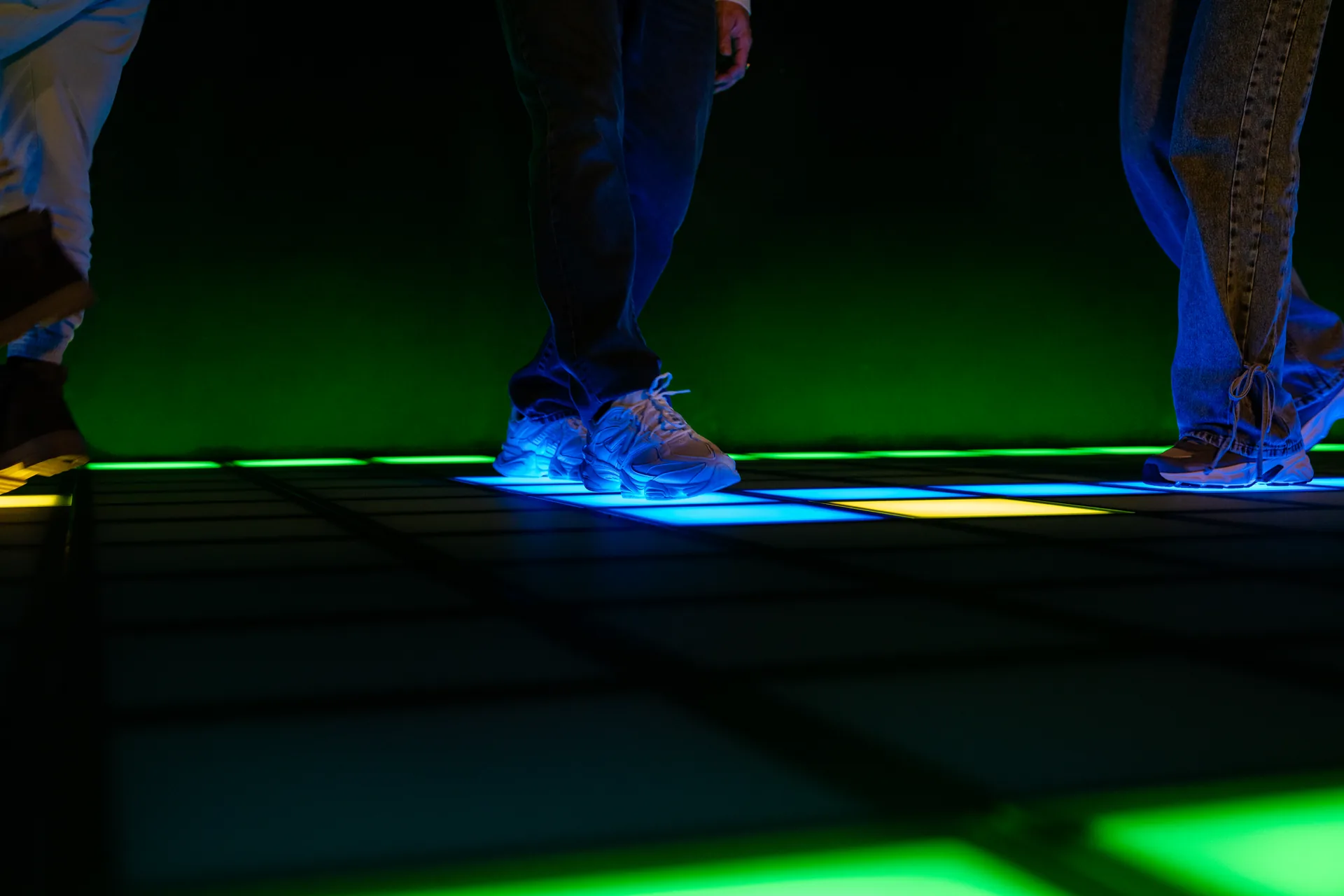 Shoe jumping on a tile of the Pixel Floor